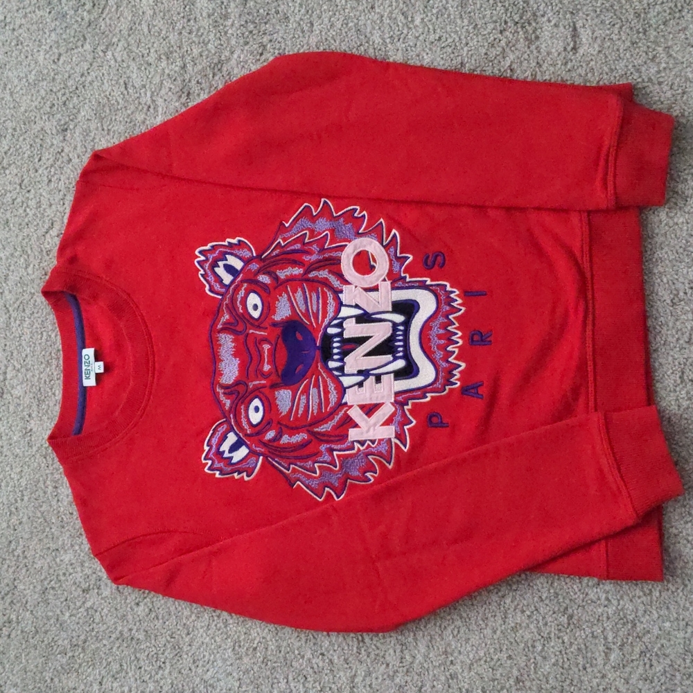 EUC Kenzo Tiger Face Sweater Sweatshirt Red - M